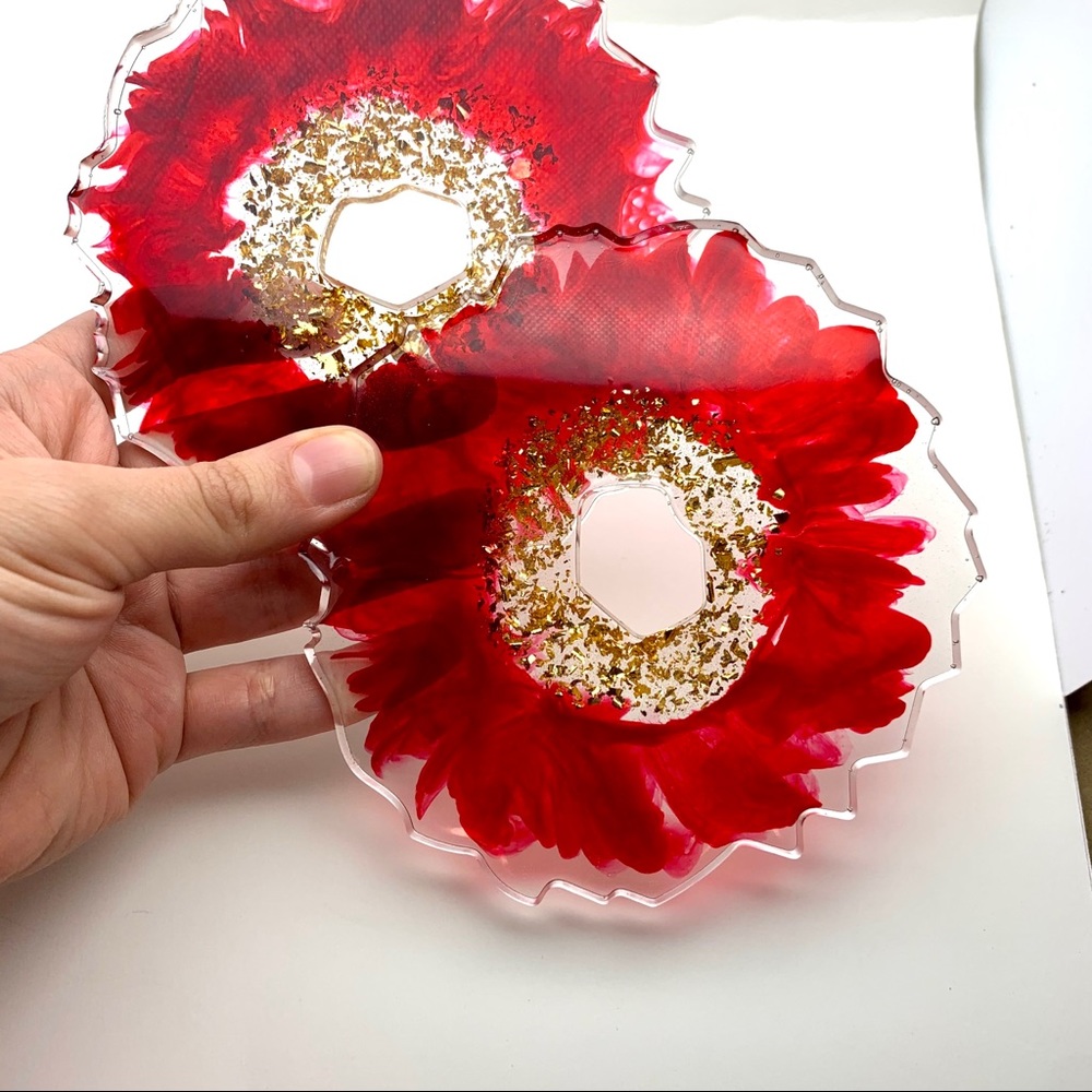 2 Handmade coasters, resin art, home decor